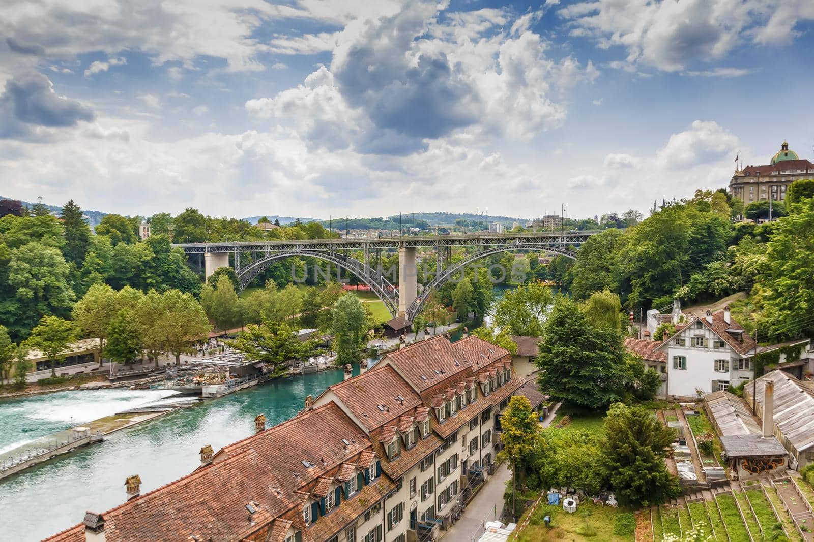 View of Aare river in Bern old town, Switzerland 