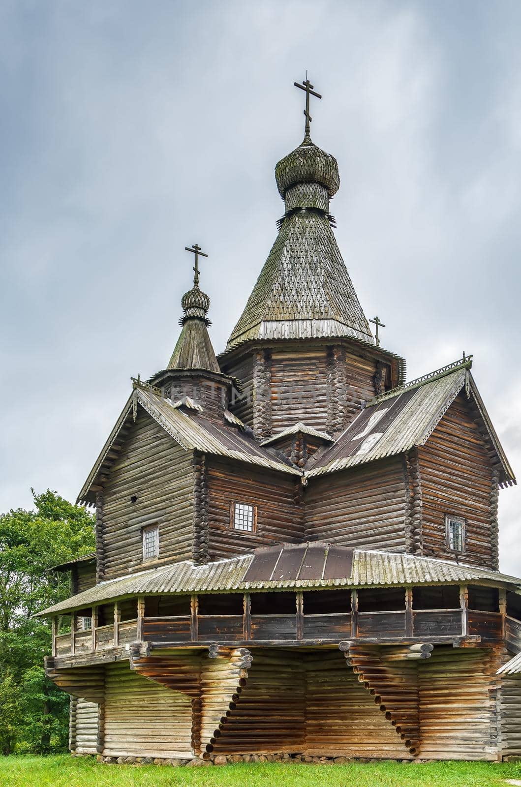 Kletskaya Trinity Church (1672-1676) in  Museum of Russian Wooden Architecture "Vitoslavlitsy" near Veliky Novgorod, Russia