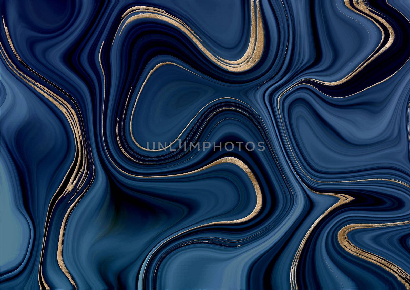 Blue agate marble fluid stone texture with gold. Blue Fluid marbling effect with gold vein. Abstract Agate Background. Illustration