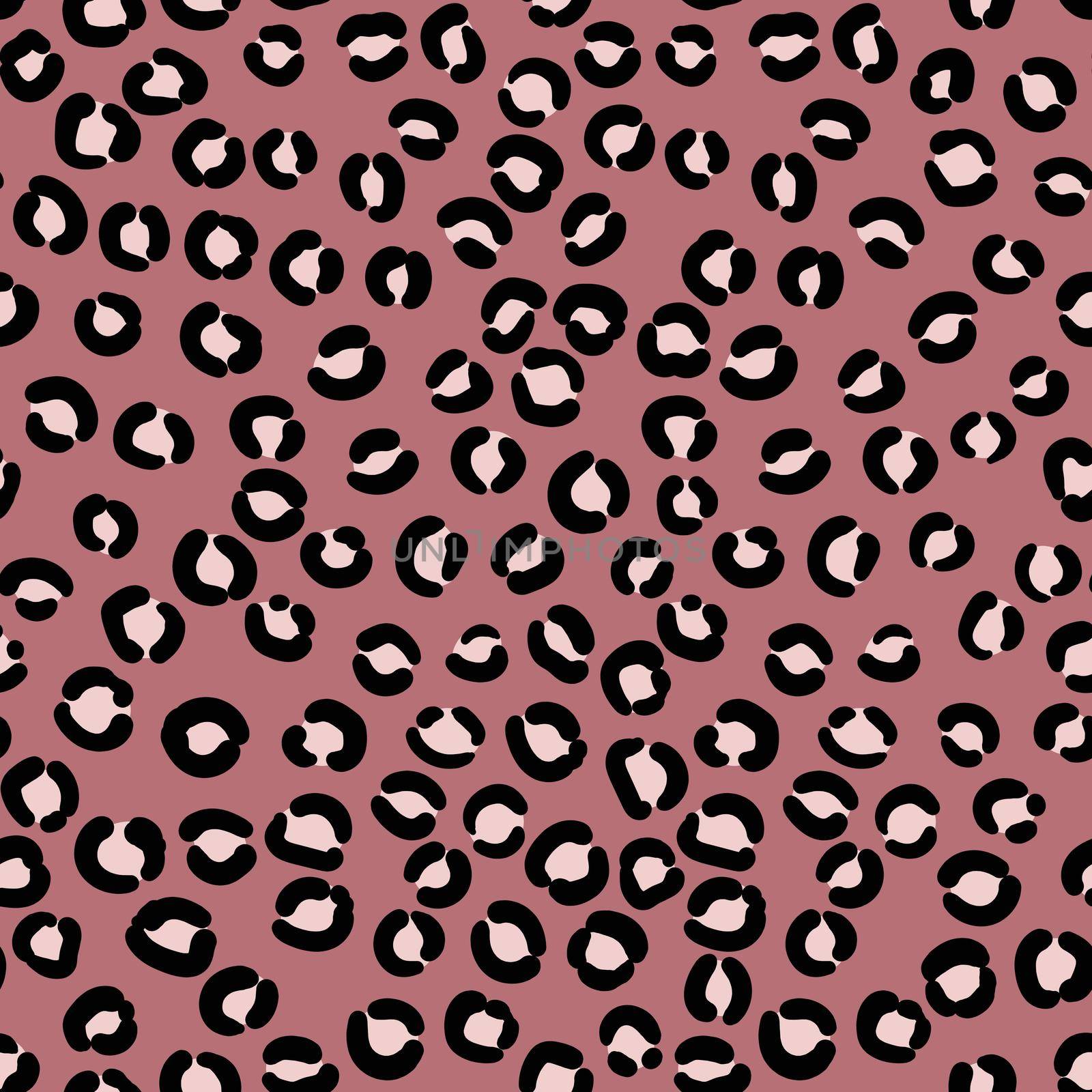 Abstract modern leopard seamless pattern. Animals trendy background. Pink and black decorative vector stock illustration for print, card, postcard, fabric, textile. Modern ornament of stylized skin by allaku