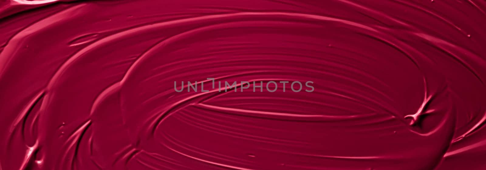 Red lipstick or lip gloss texture as cosmetic background, makeup and beauty cosmetics product for luxury brand, holiday flatlay backdrop or abstract wall art and paint strokes.