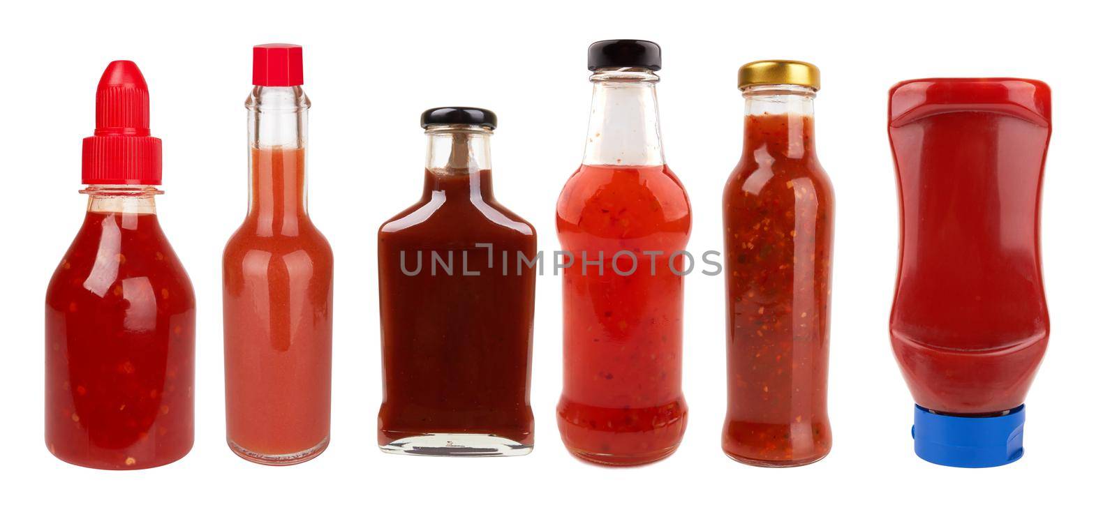 Bottle of tomato sauce isolated on white background