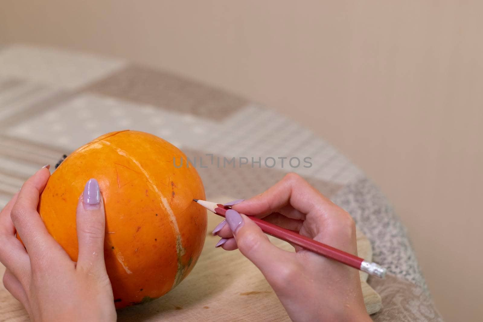 the process of making a Halloween pumpkin. drawing a layout. horror theme and Hallowe'en by oliavesna