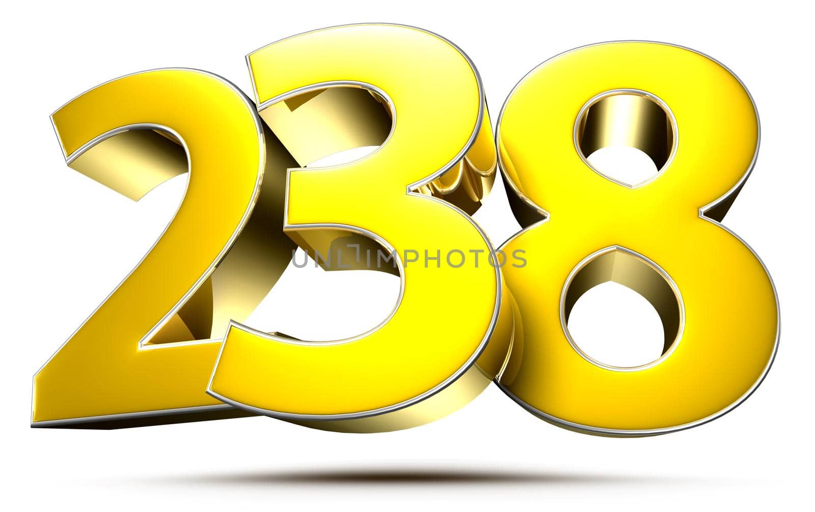 238 gold 3D illustration on white background with clipping path. by thitimontoyai