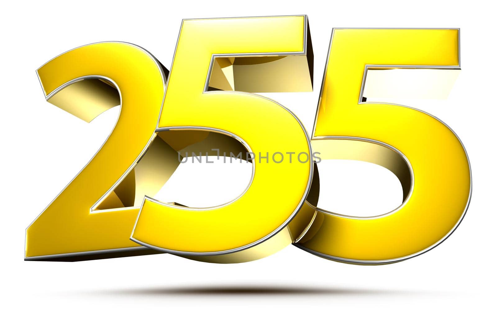 255 gold 3D illustration on white background with clipping path. by thitimontoyai