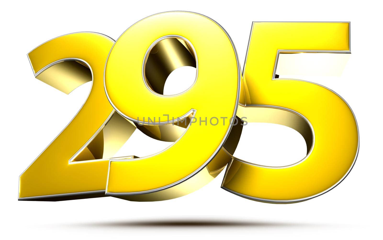 295 gold 3D illustration on white background with clipping path.