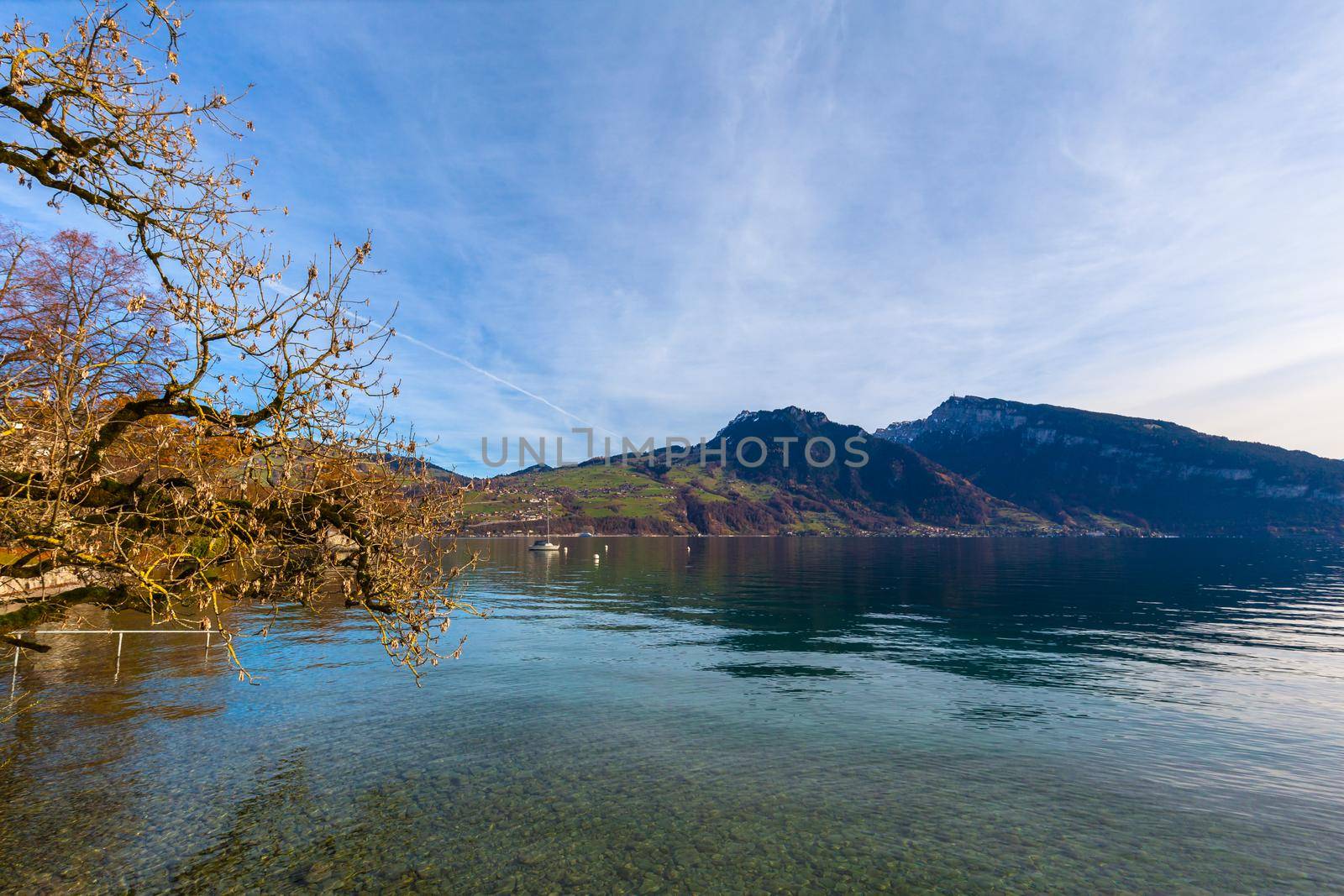 Stunning view of the Lake Thun in Spiez by VogelSP