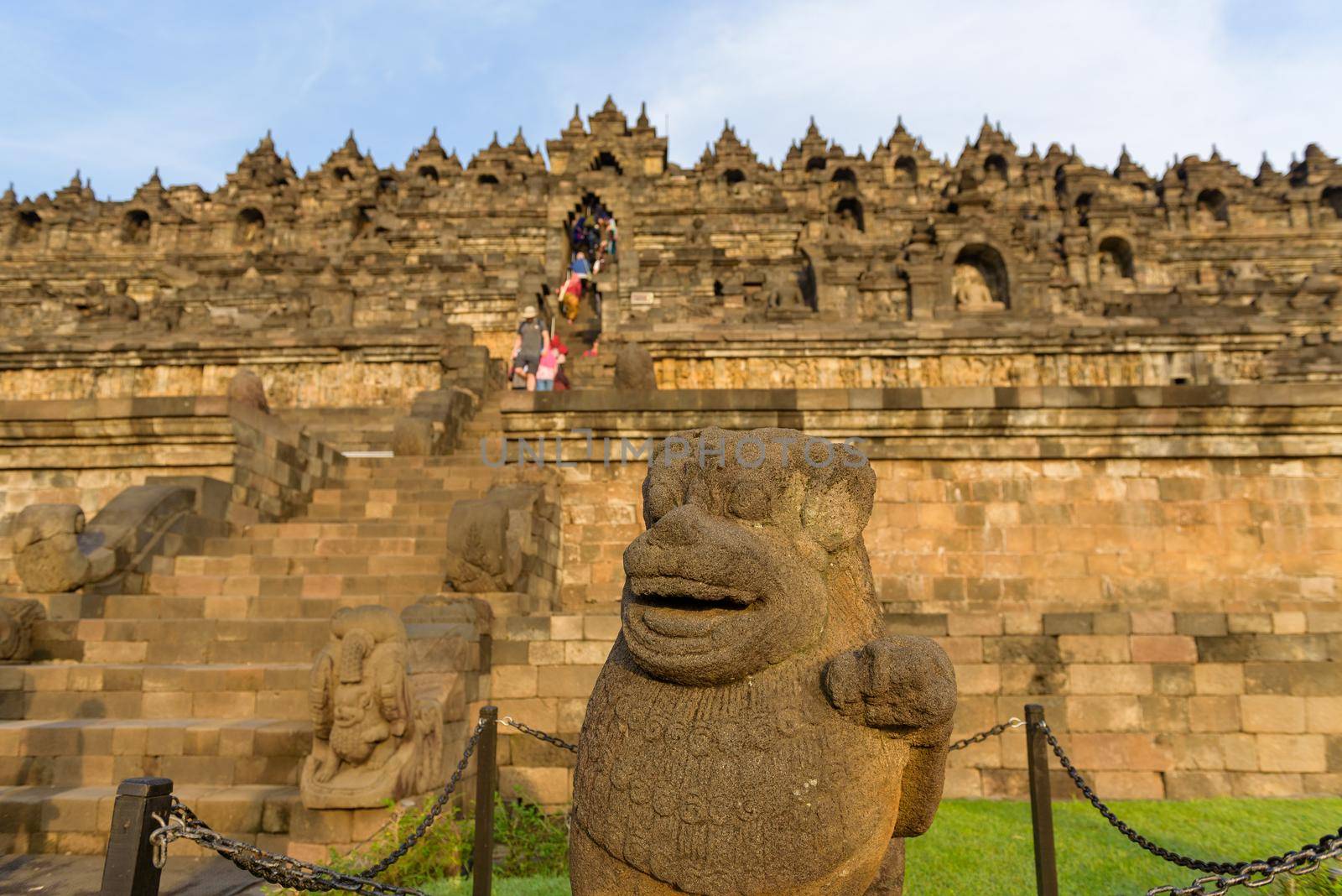 Yogyakarta, Java, Indonesia: Nov 15, 2017: Tourist on Borobudur Temple during the day, Yogyakarta, Java, Indonesia.
