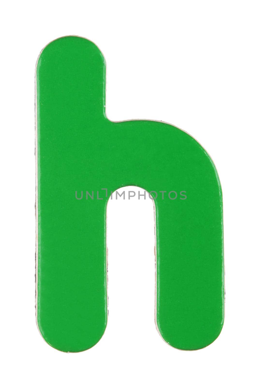 A lower case h magnetic letter on white with clipping path