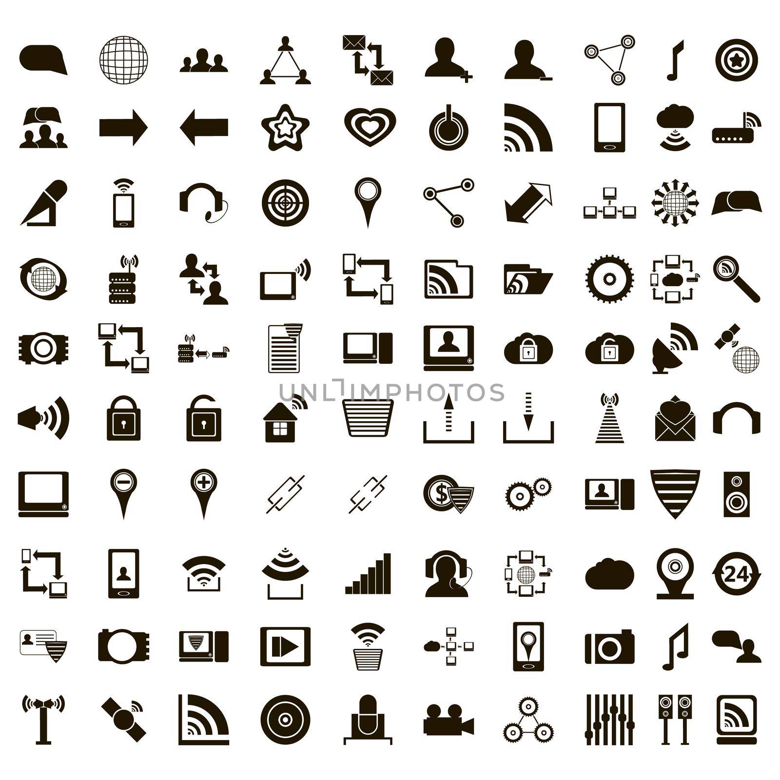 100 office icons set, simple style by ylivdesign