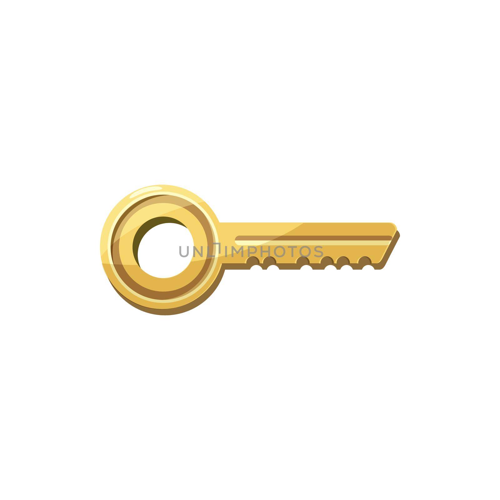 Golden key icon in cartoon style on a white background