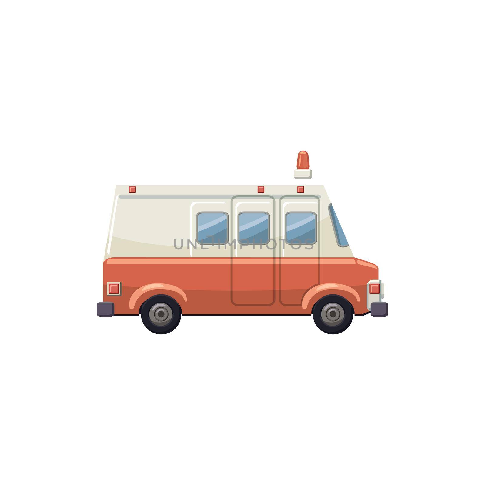 Ambulance car icon in cartoon style on a white background