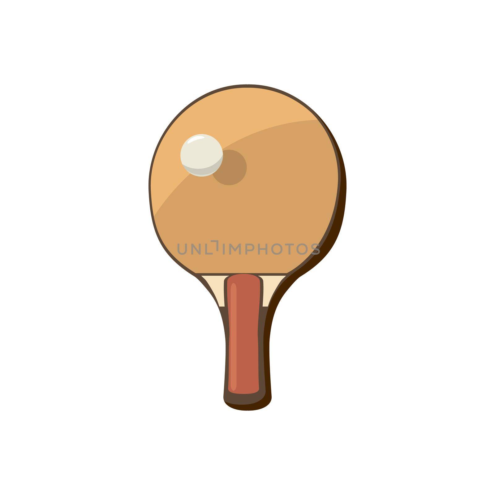 Racket for playing table tennis icon in cartoon style on a white background