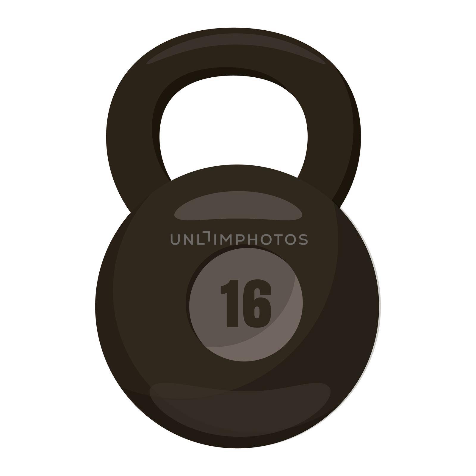 Black kettlebell icon in cartoon style on a white background