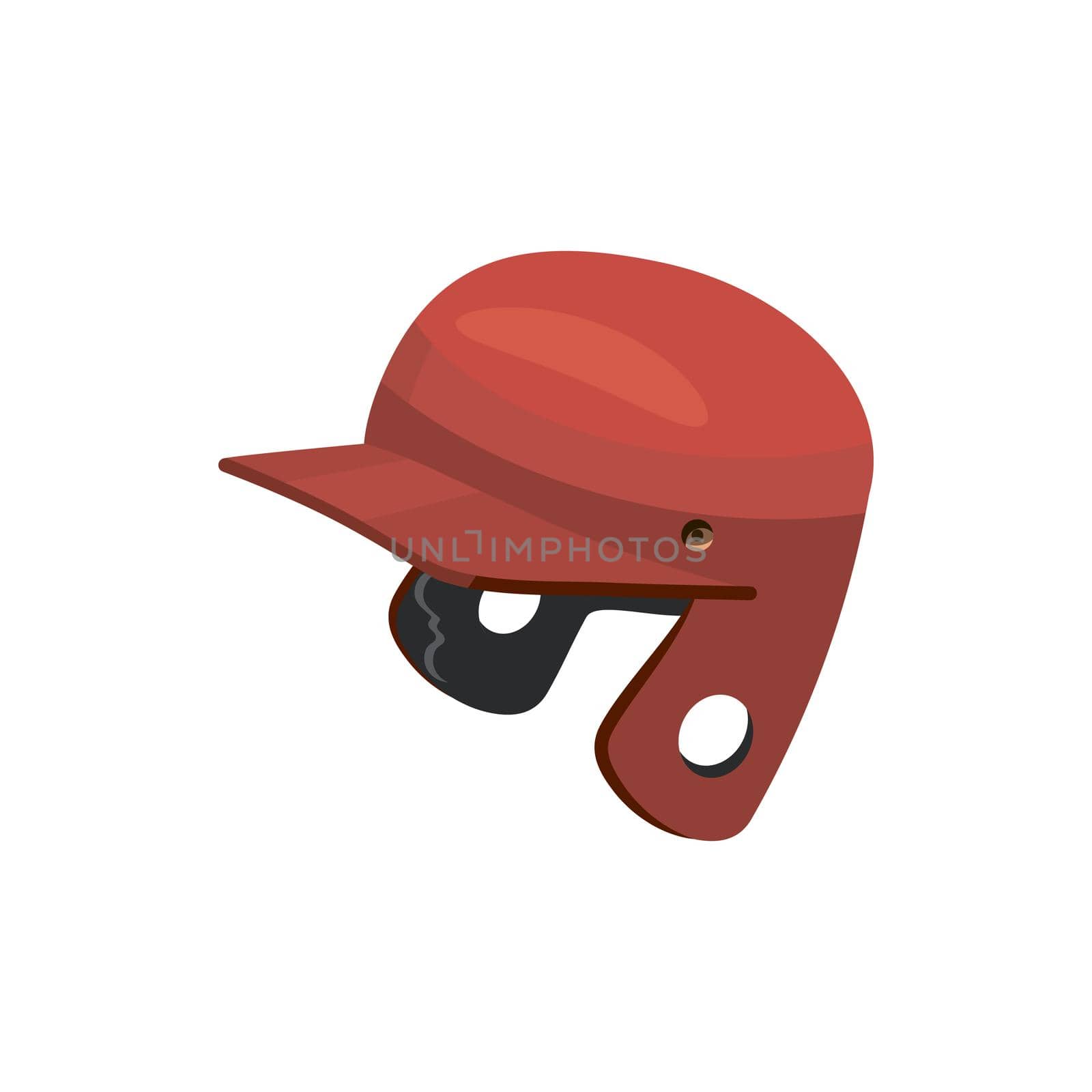 Red baseball helmet icon in cartoon style on a white background