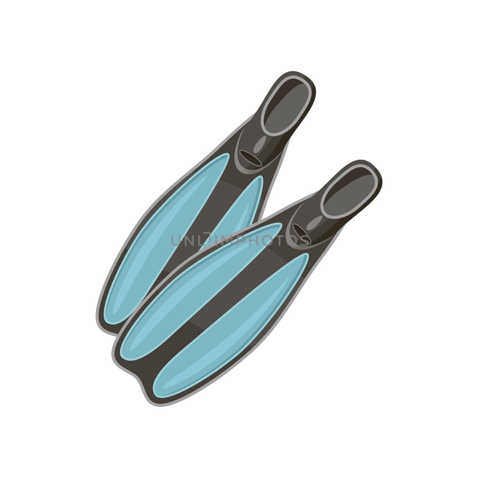 Blue flippers icon in cartoon style on a white background