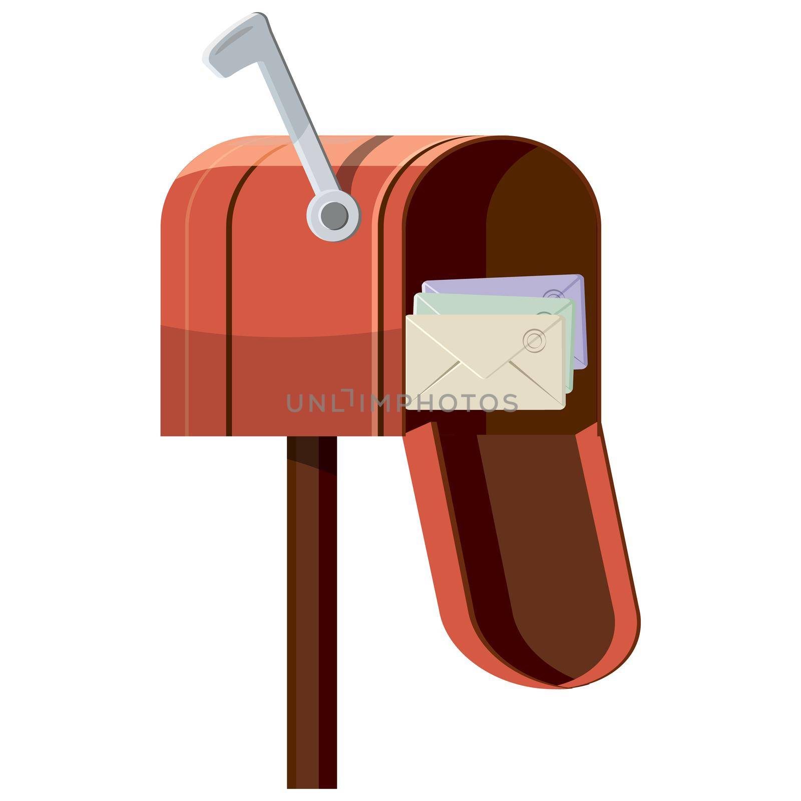 Mailbox icon in cartoon style isolated on white background