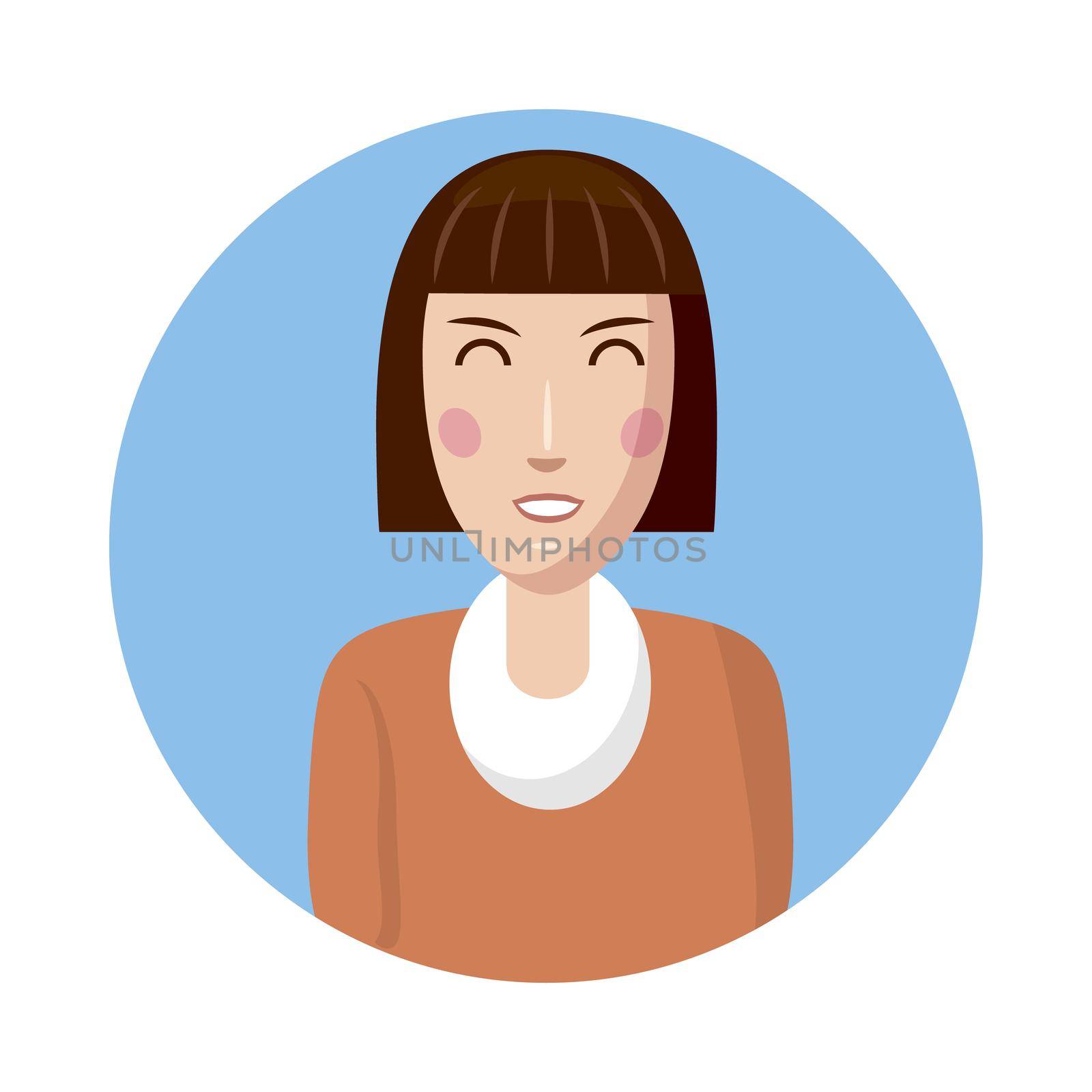 Woman avatar icon in cartoon style isolated on white background. White woman avatar profile picture