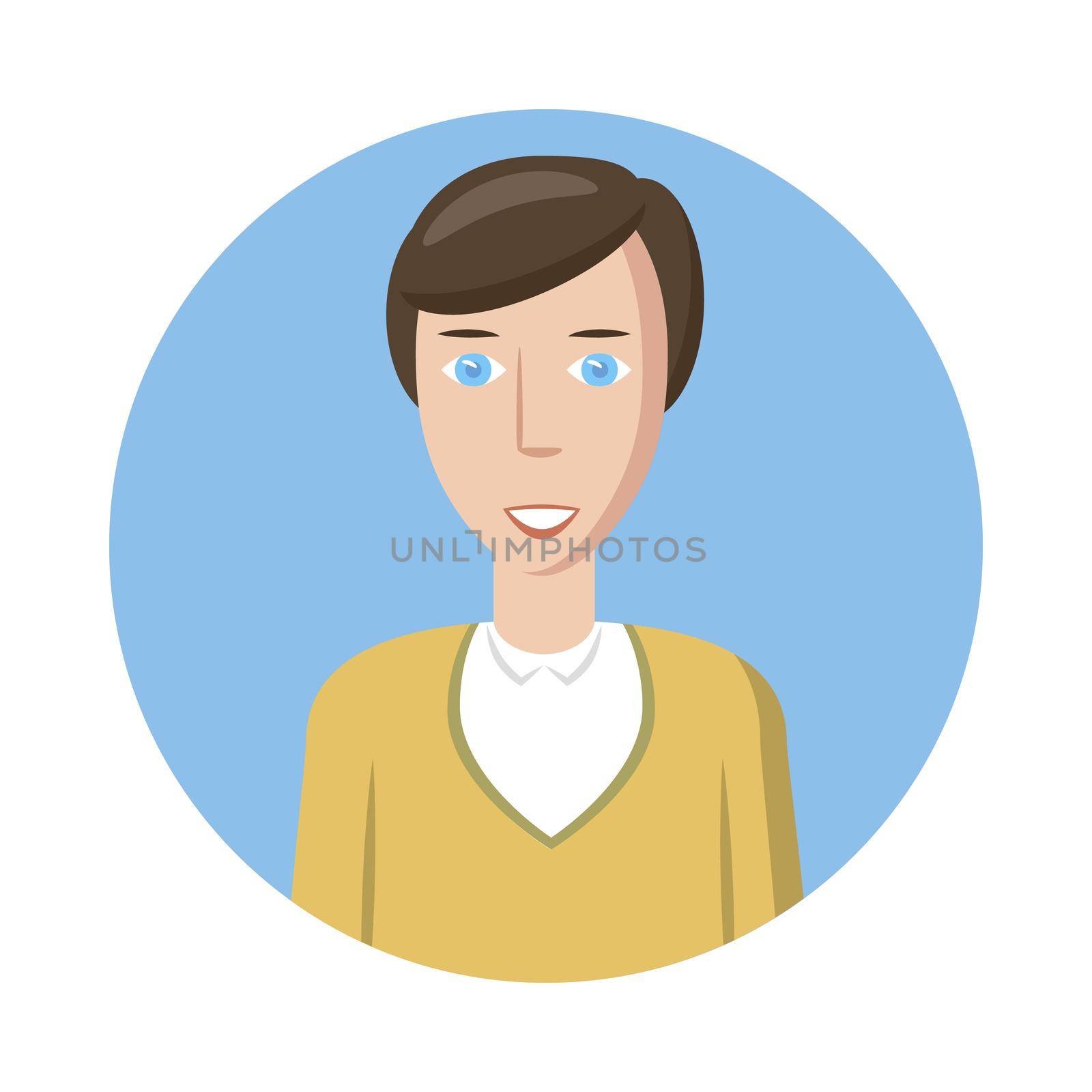 Man avatar icon in cartoon style isolated on white background. White man avatar profile picture