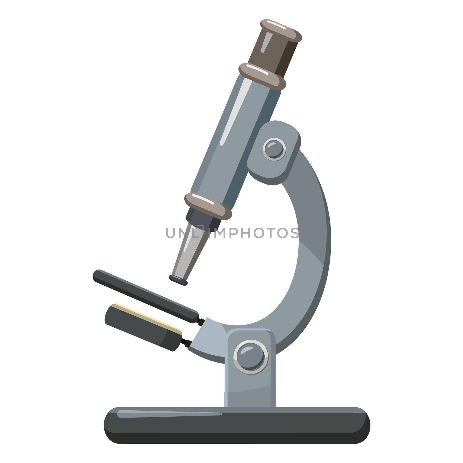 Microscope icon in cartoon style isolated on white background