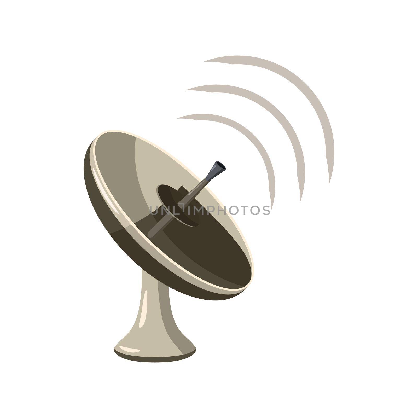 Radar icon in cartoon style isolated on white background. Satellite dish tv technology icon