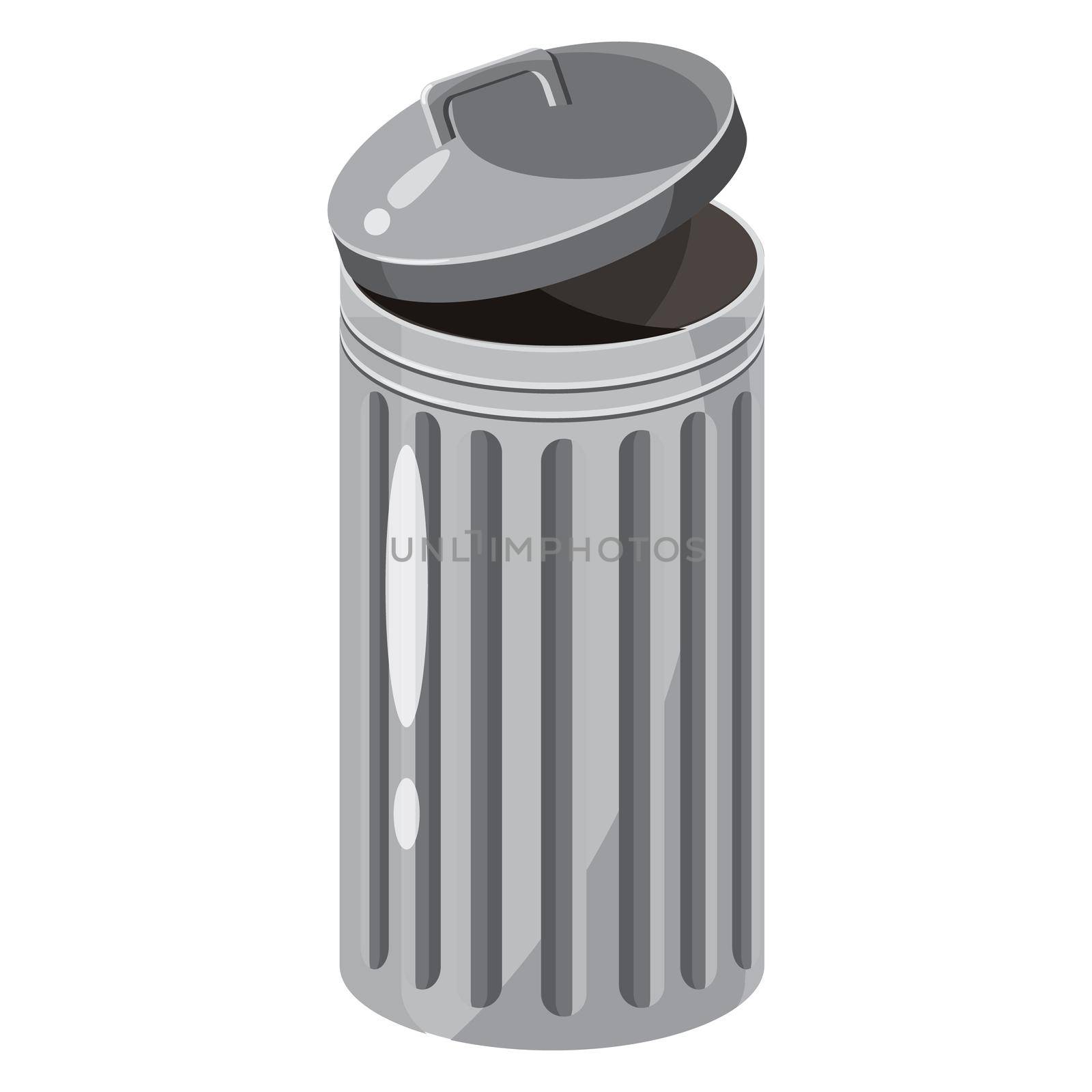 Trash bin icon in cartoon style on a white background