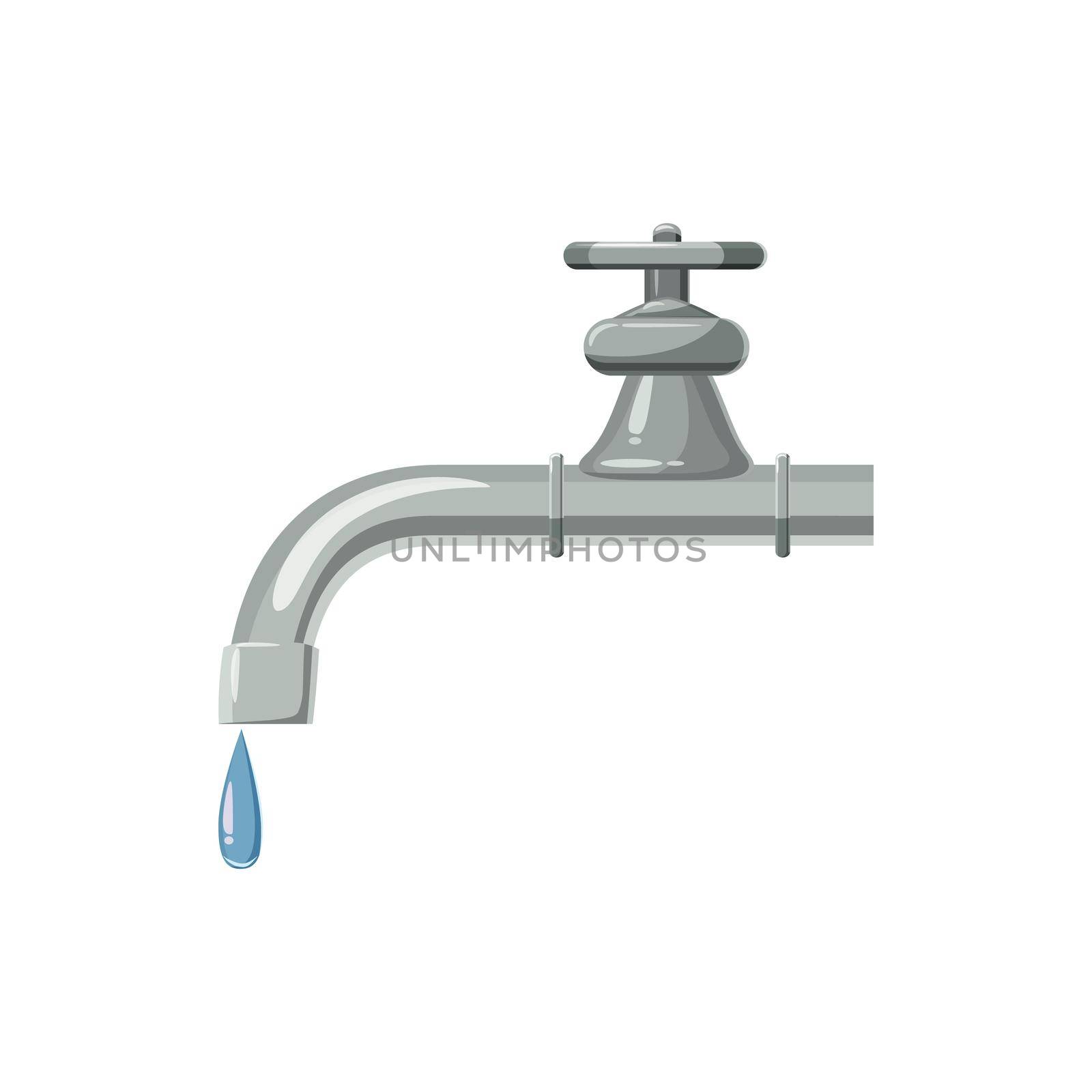 Dripping faucet icon in cartoon style on a white background