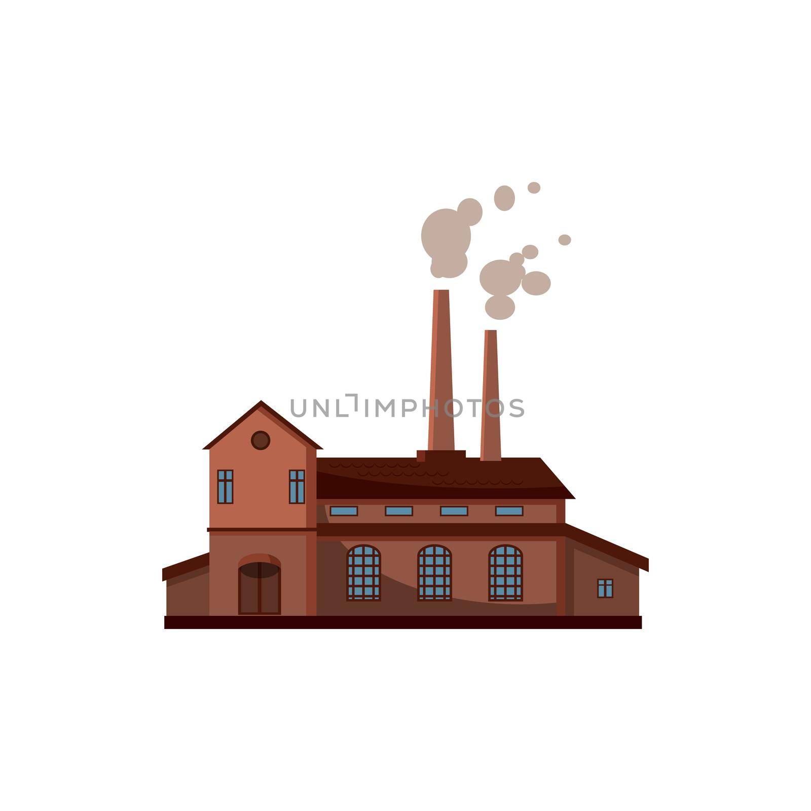 Factory building icon in cartoon style on a white background