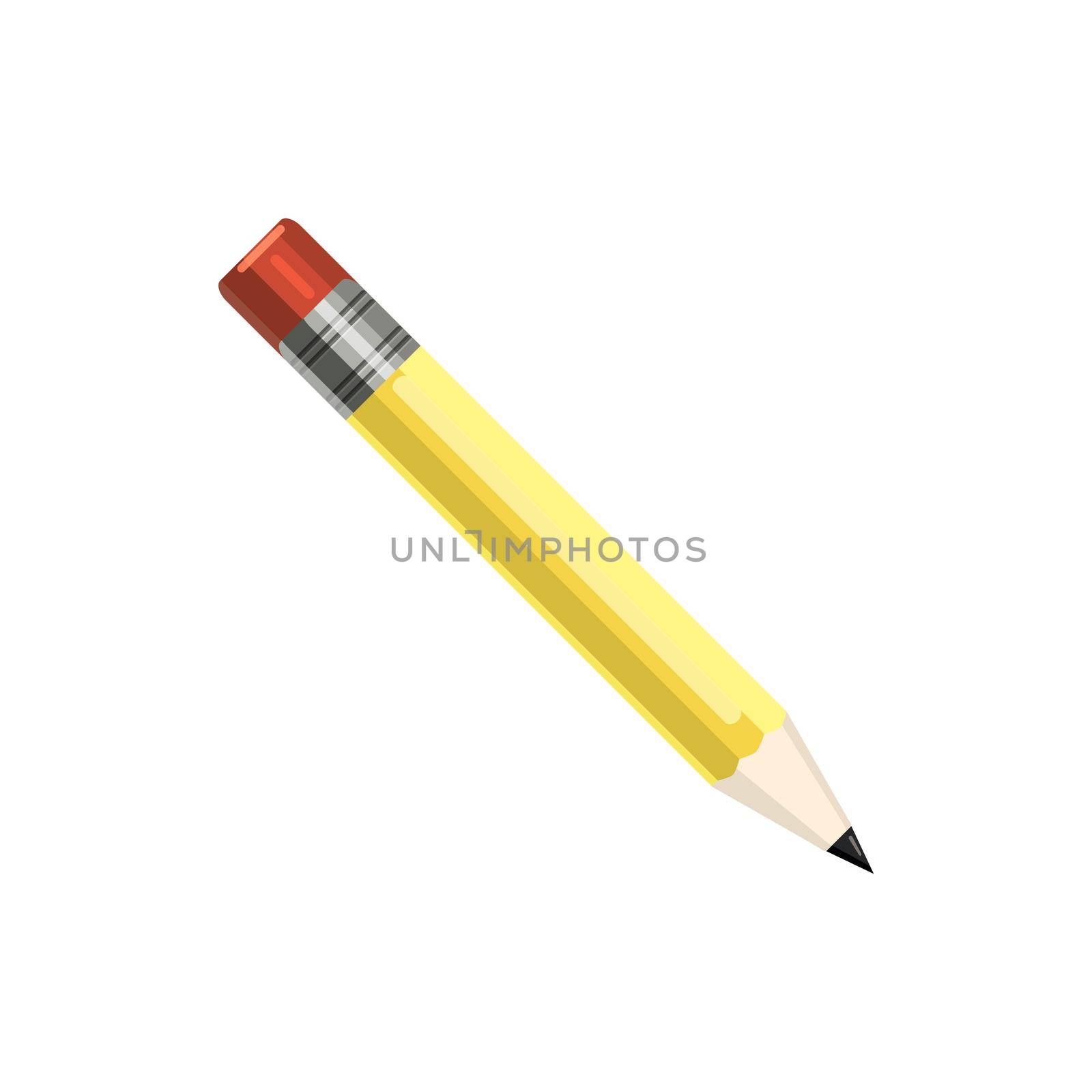 Pencil icon in cartoon style on a white background