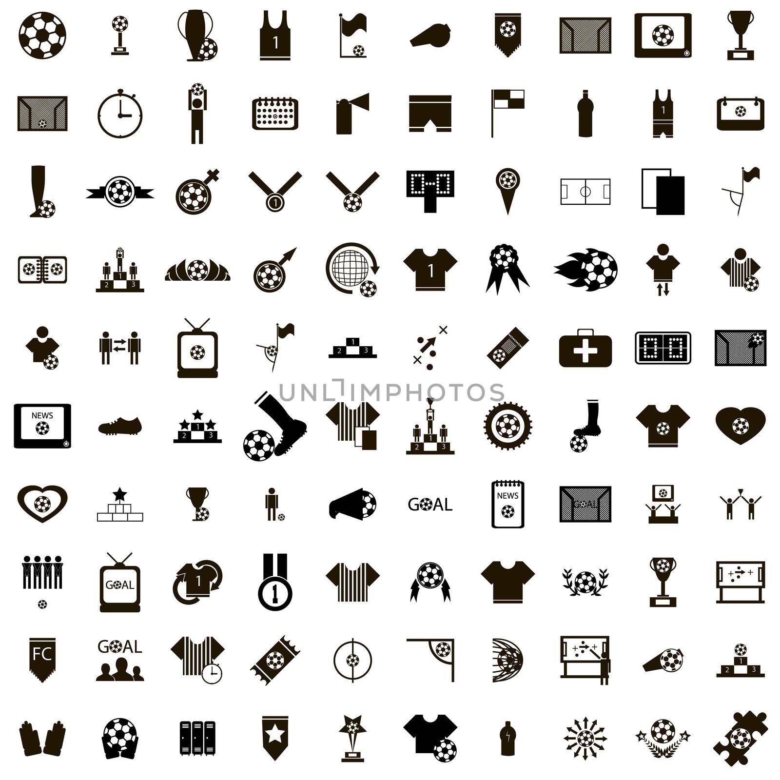 100 Soccer Icons set by ylivdesign