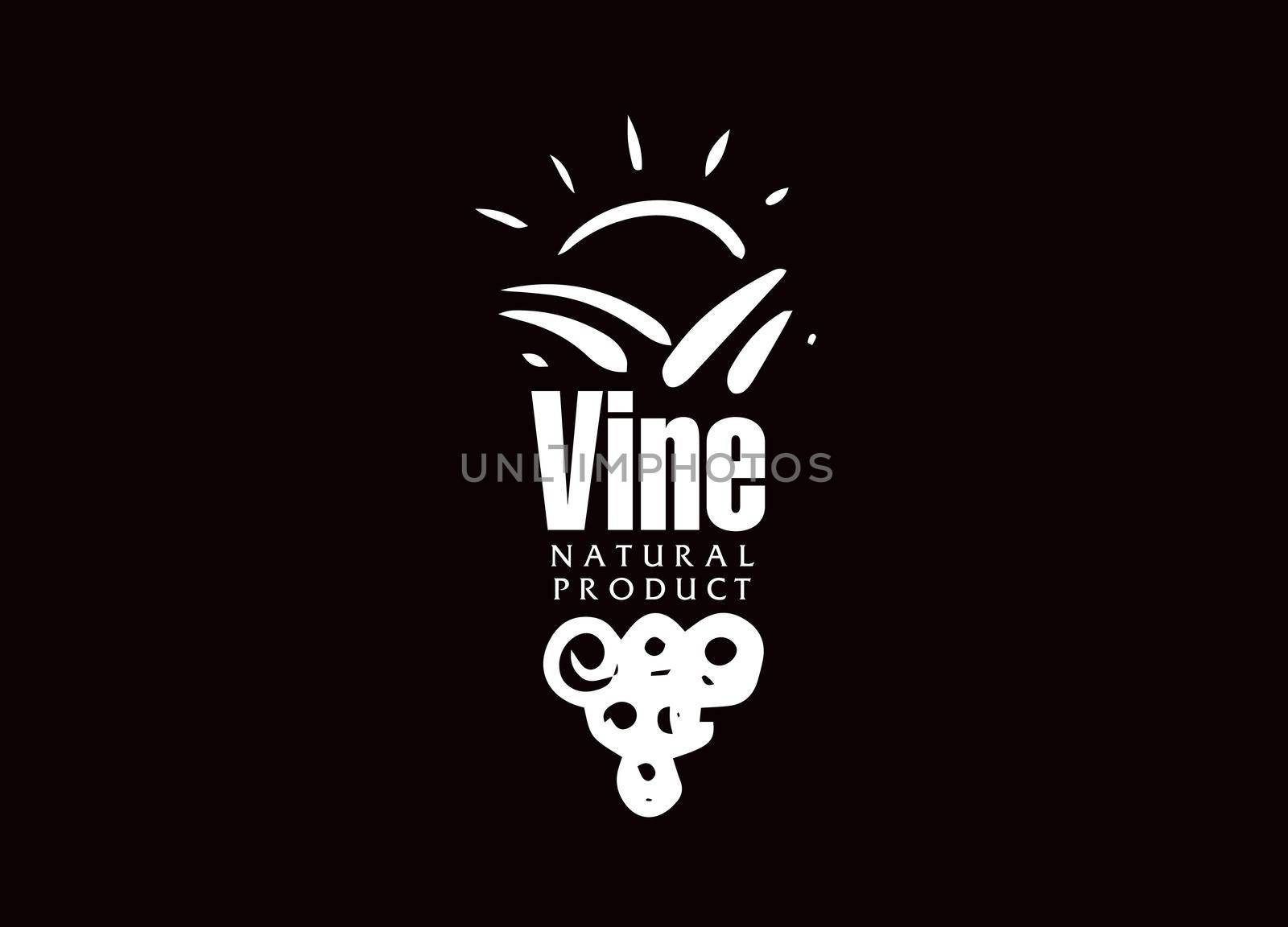 Vector logo drawn by hand. Landscape of vineyards for making wine.