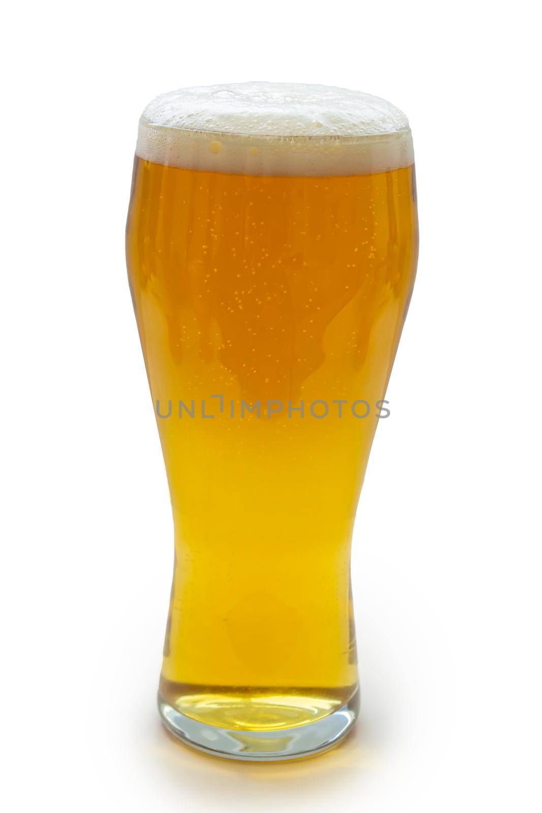 Isolated pint beer on a white background.