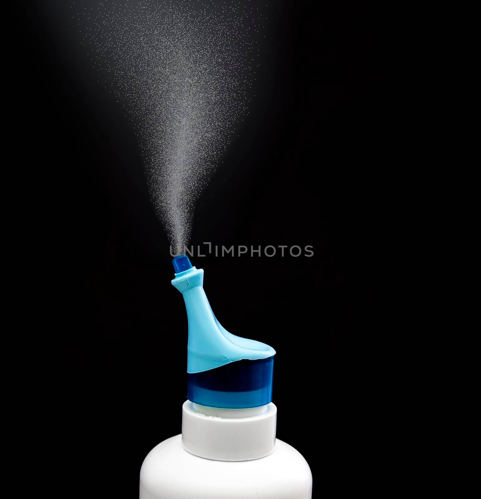 A children nasal spray on a black background