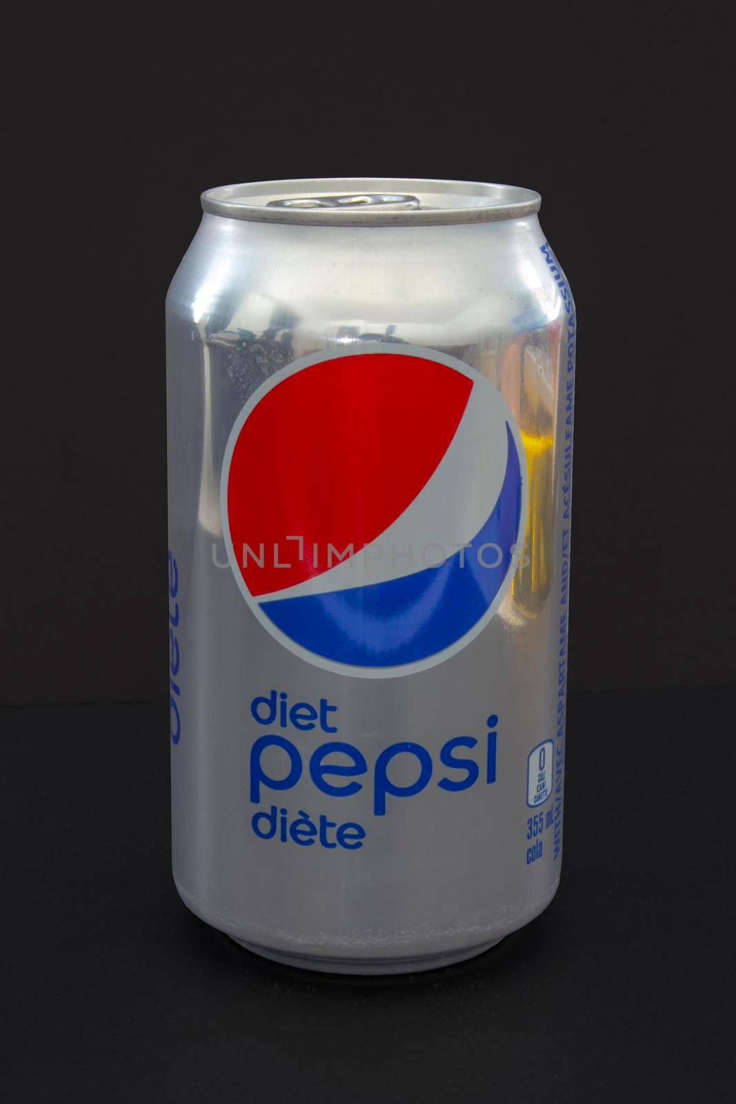 Calgary Alberta, Canada. May 1, 2021. A diet Pepsi on a dark background