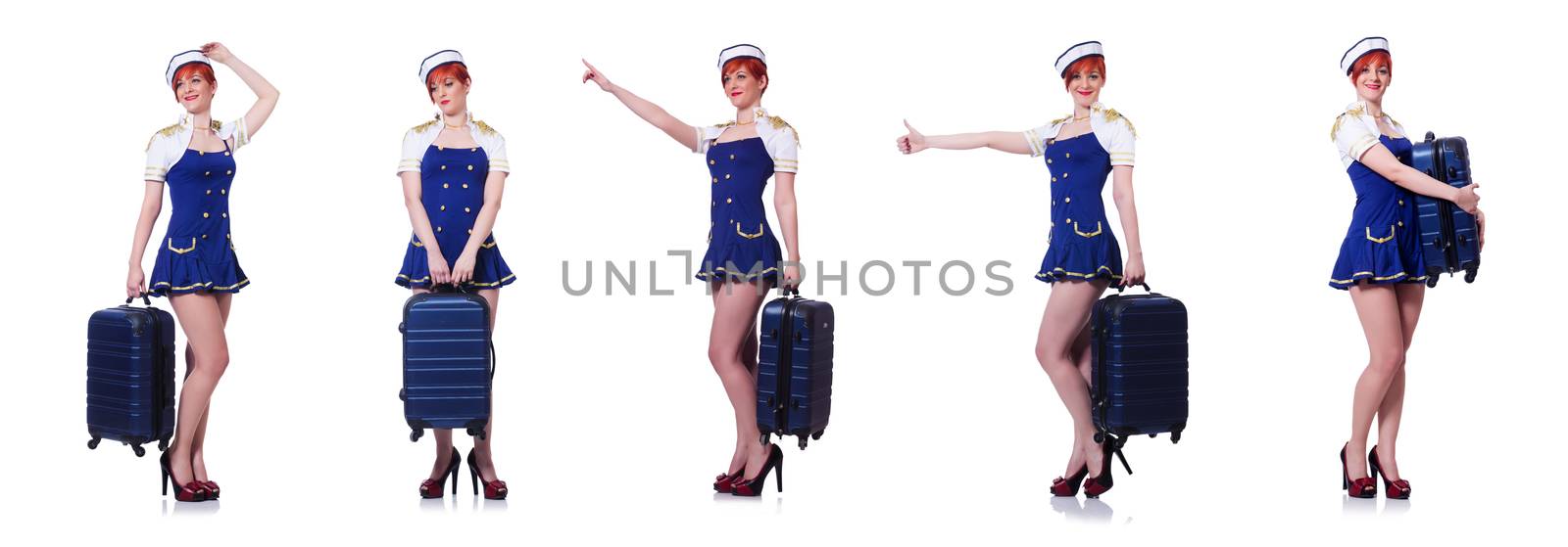 Woman with suitacases preparing for summer vacation by Elnur