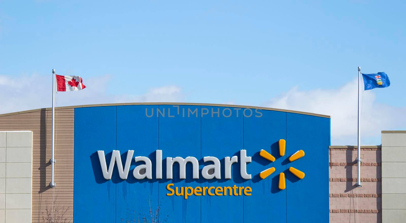 Calgary Alberta, Canada. Oct 17, 2020. Walmart an American multinational retail that operates a chain of hypermarkets, discount department stores, and grocery stores, from in Bentonville, Arkansas.