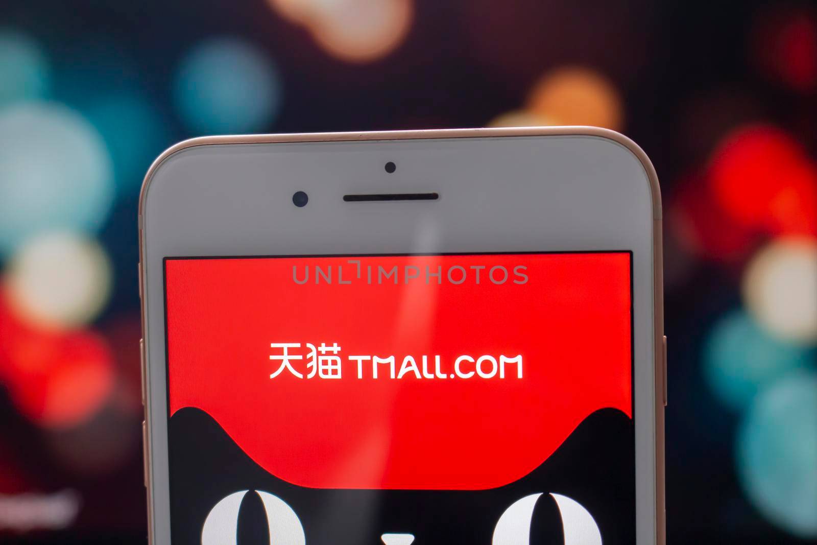 Calgary, Alberta. Canada May 22, 2020. A phone with Tmall on the screen. Tmall.com, formerly Taobao Mall, is a Chinese-language website for business-to-consumer online retail, spun off from Taobao, operated in China by Alibaba Group by oasisamuel