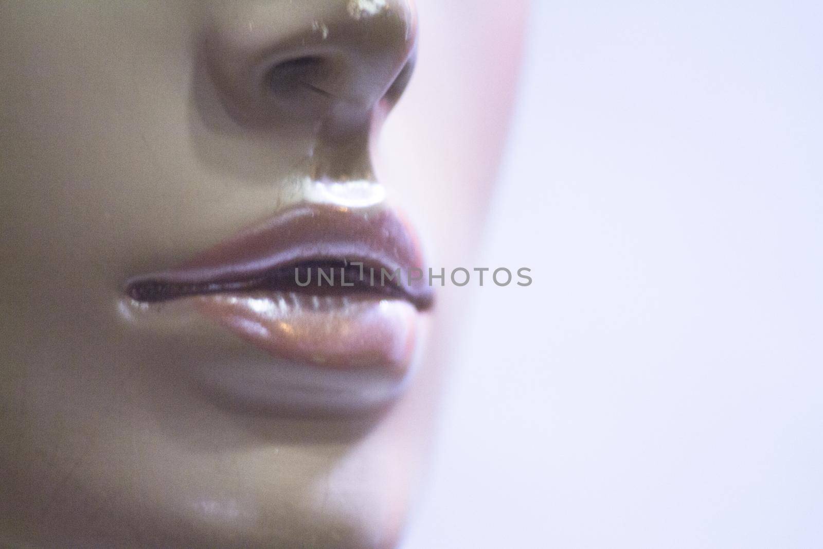 Portrait of female lips of a mannequin. No people