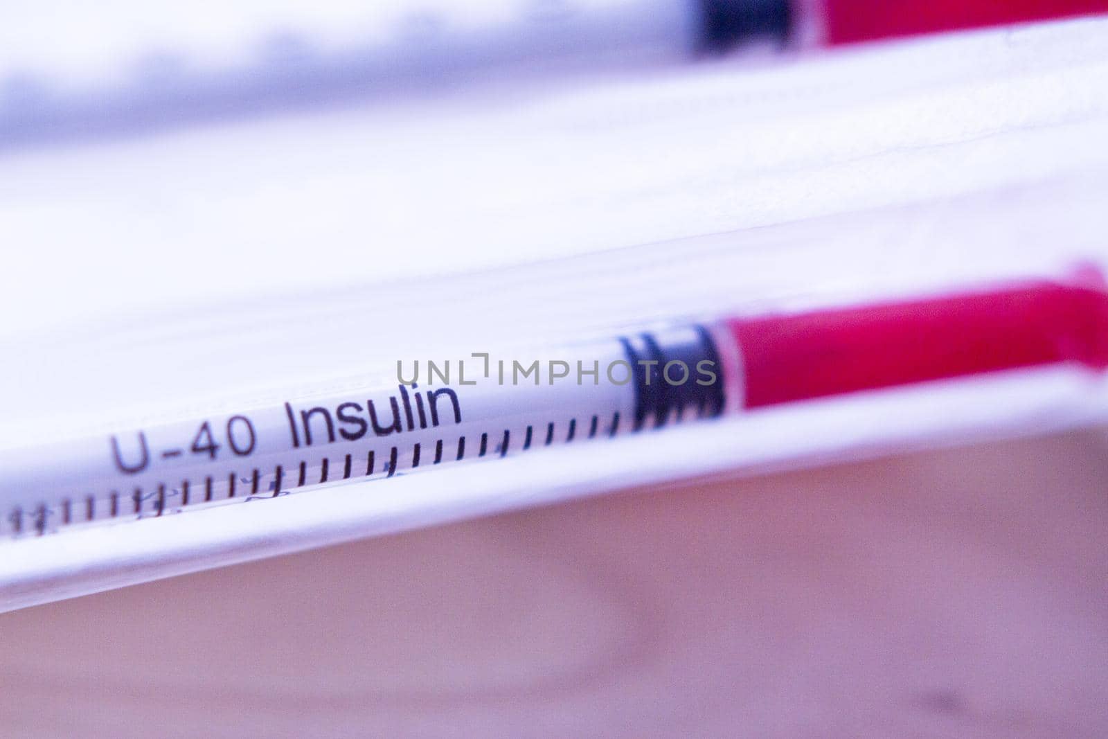 Set of syringes for injecting insulin. No people