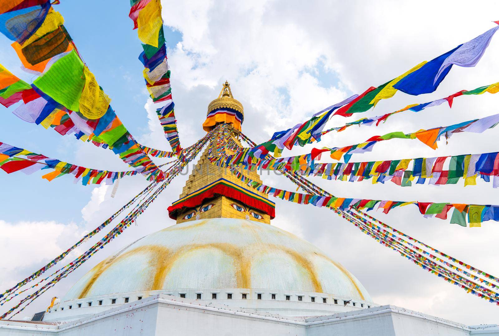 Boudhanath Stupa in Kathmandu, Nepal. Buddhist stupa of Boudha Stupa is one of the largest stupas in the world