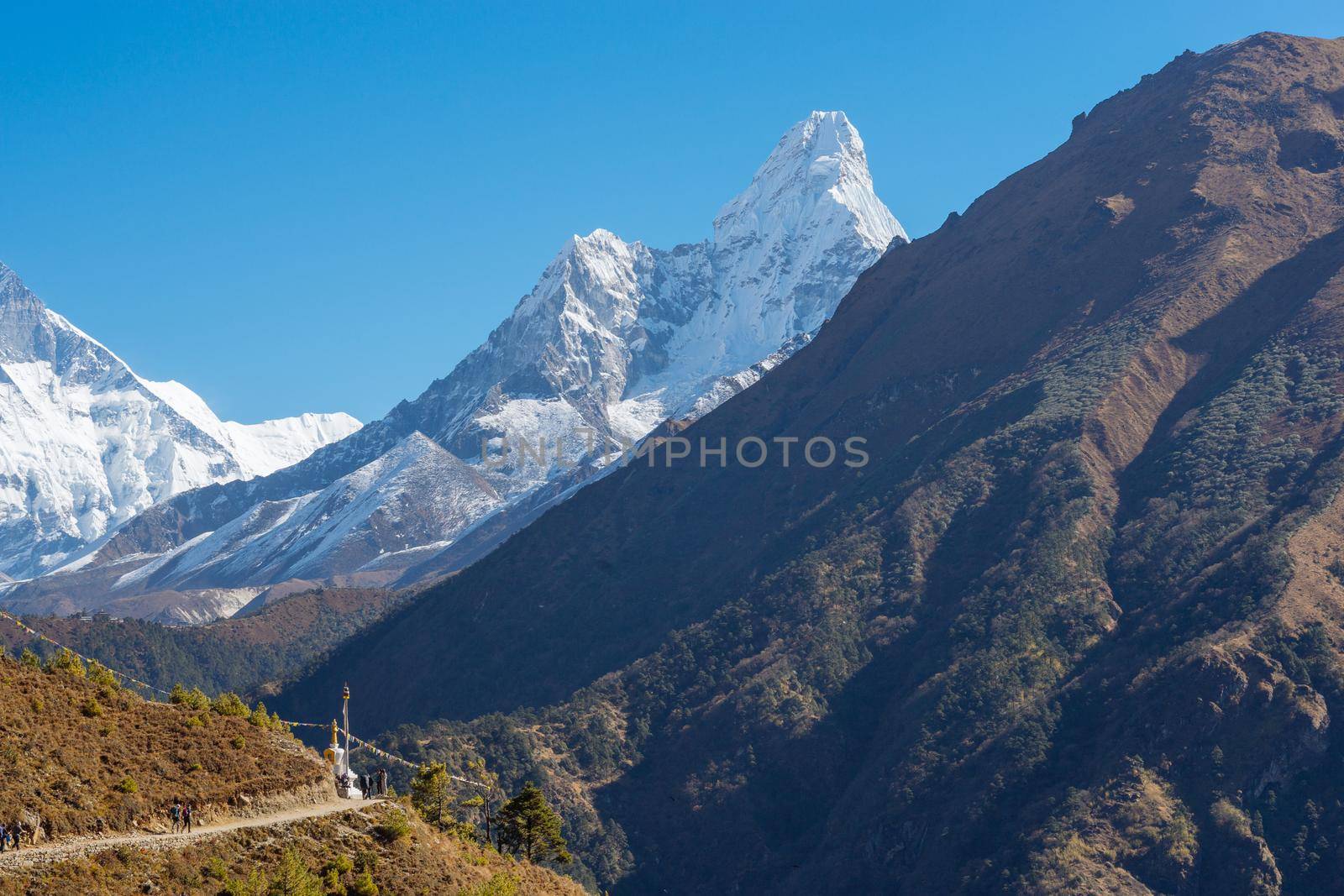 Everest, Lhotse and Ama Dablam summits. Everest base camp trek in Nepal