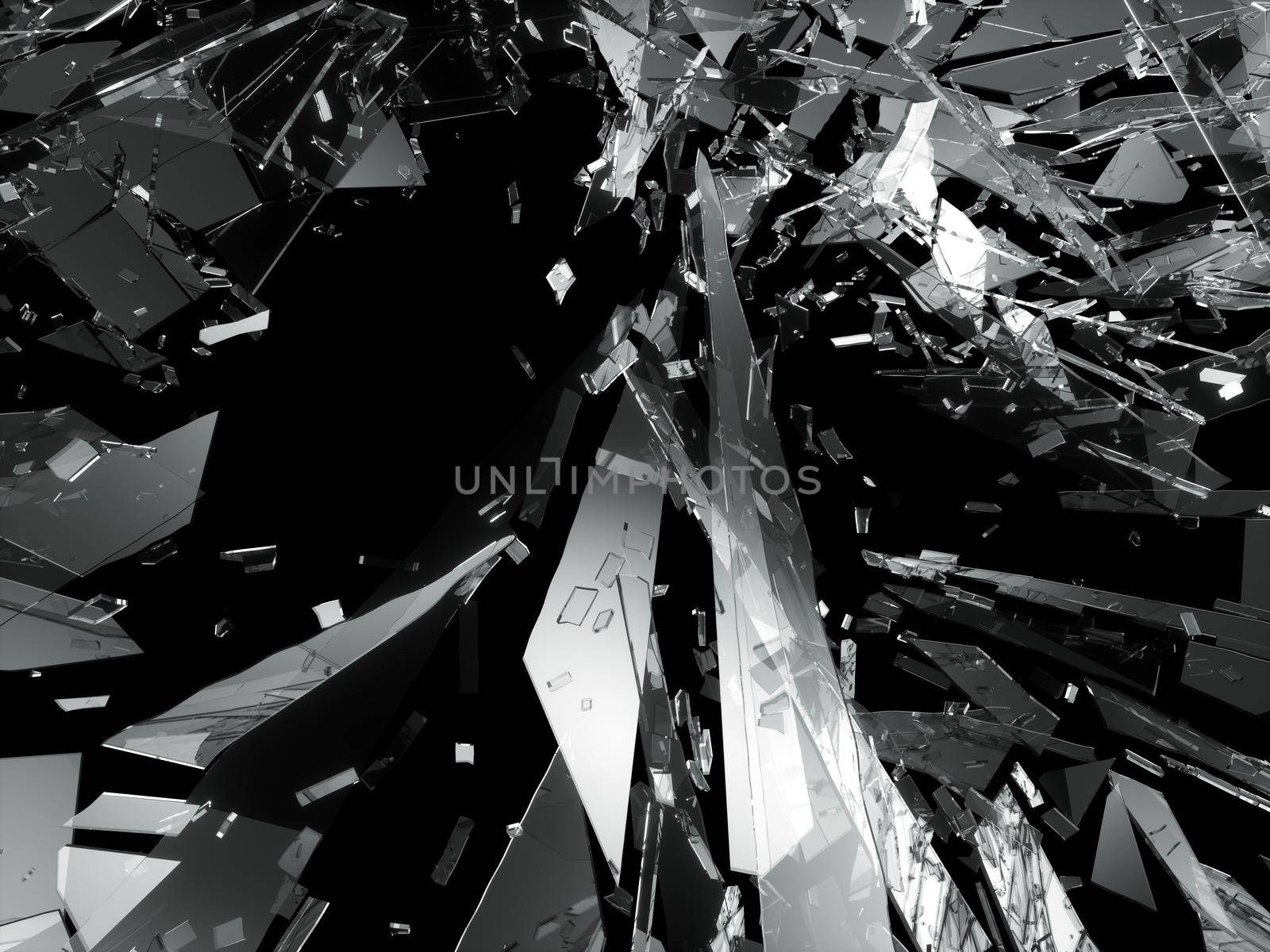 Pieces of Broken or Shattered glass on black by Arsgera