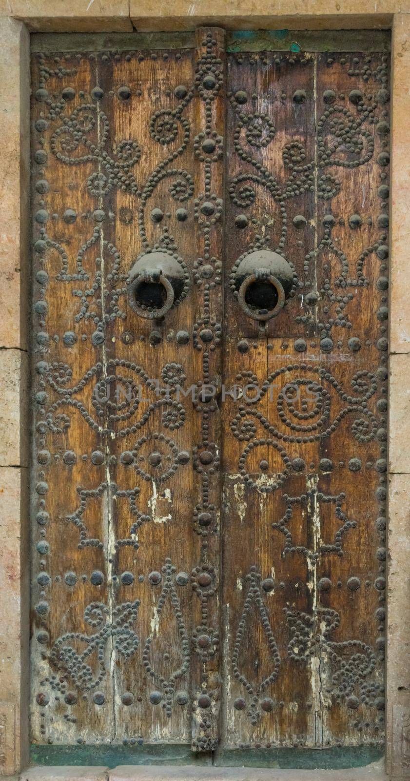 Rare aged door with ornament from Sidi Bou Said in Tunisia