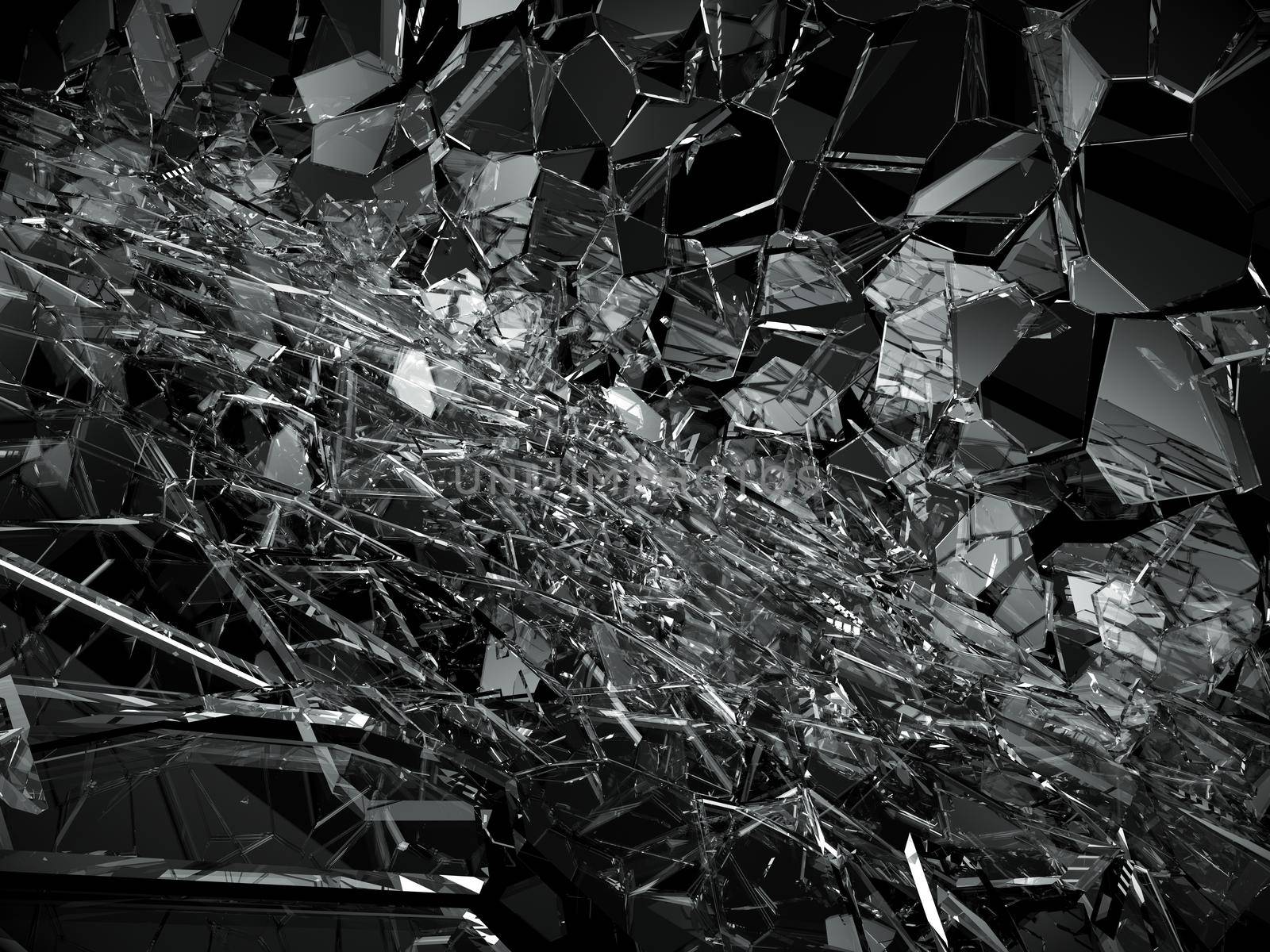 Shattered or broken glass over black  by Arsgera