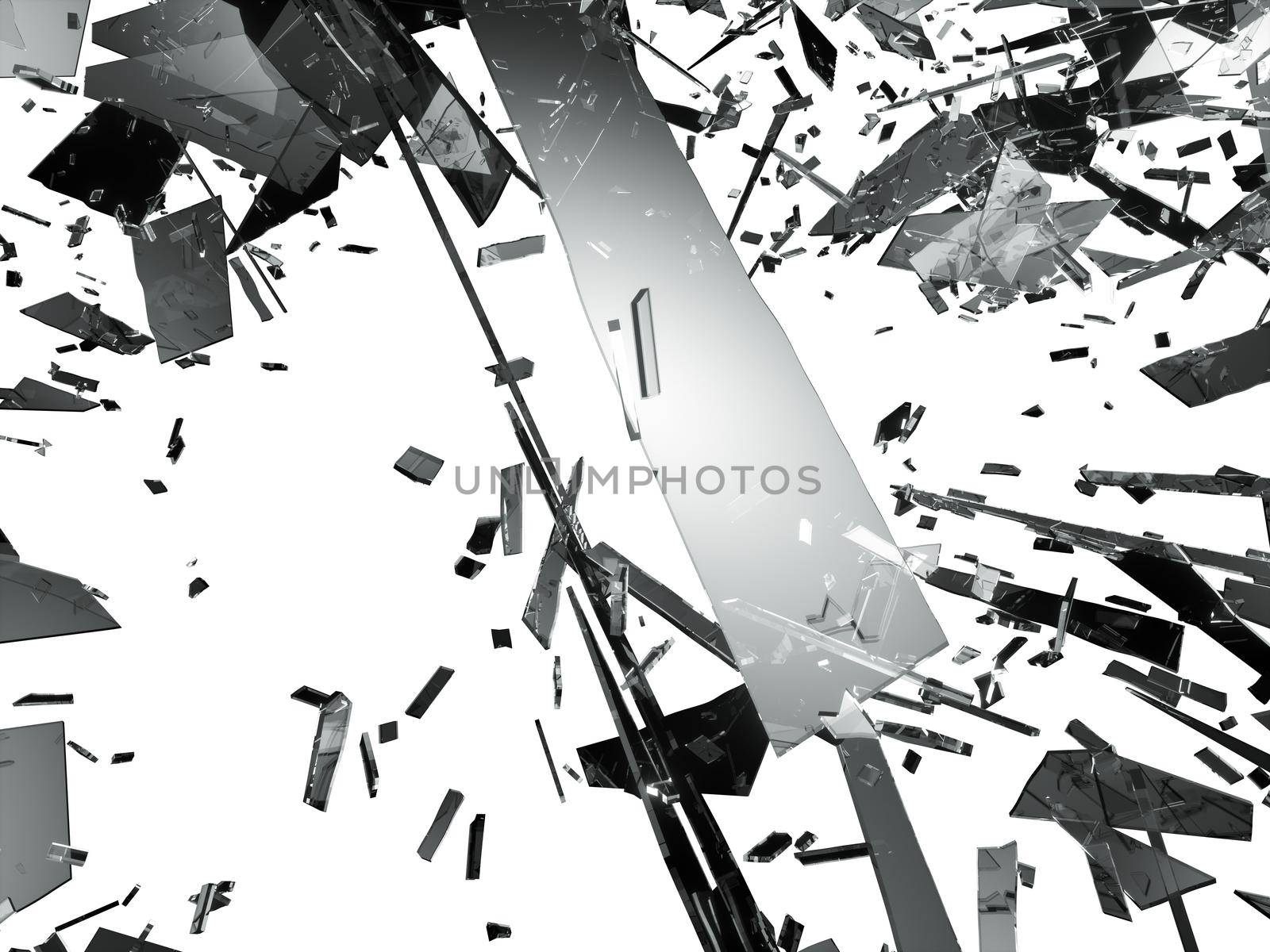 Shattered or demolished glass over white by Arsgera