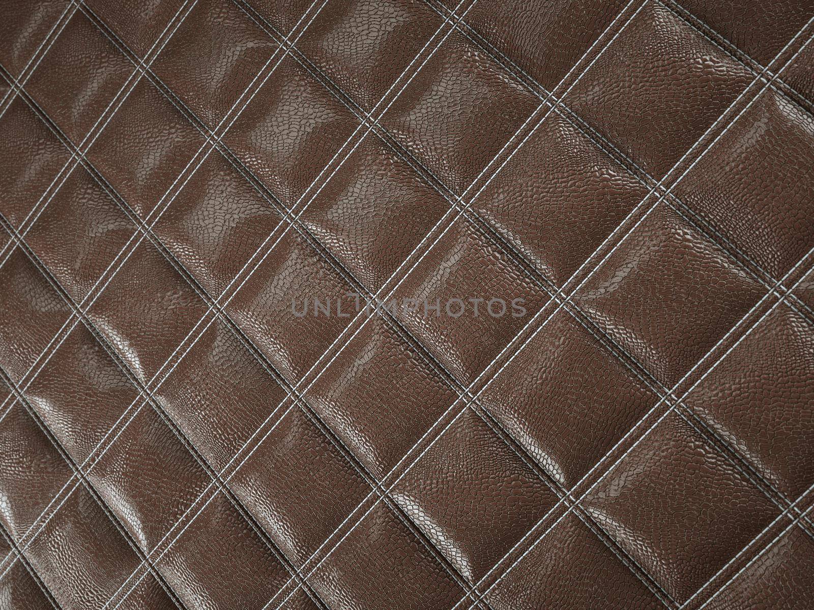 Alligator or crocodile brown Leather. Square stitched texture or background with bumps. 3d render, 3d illustration