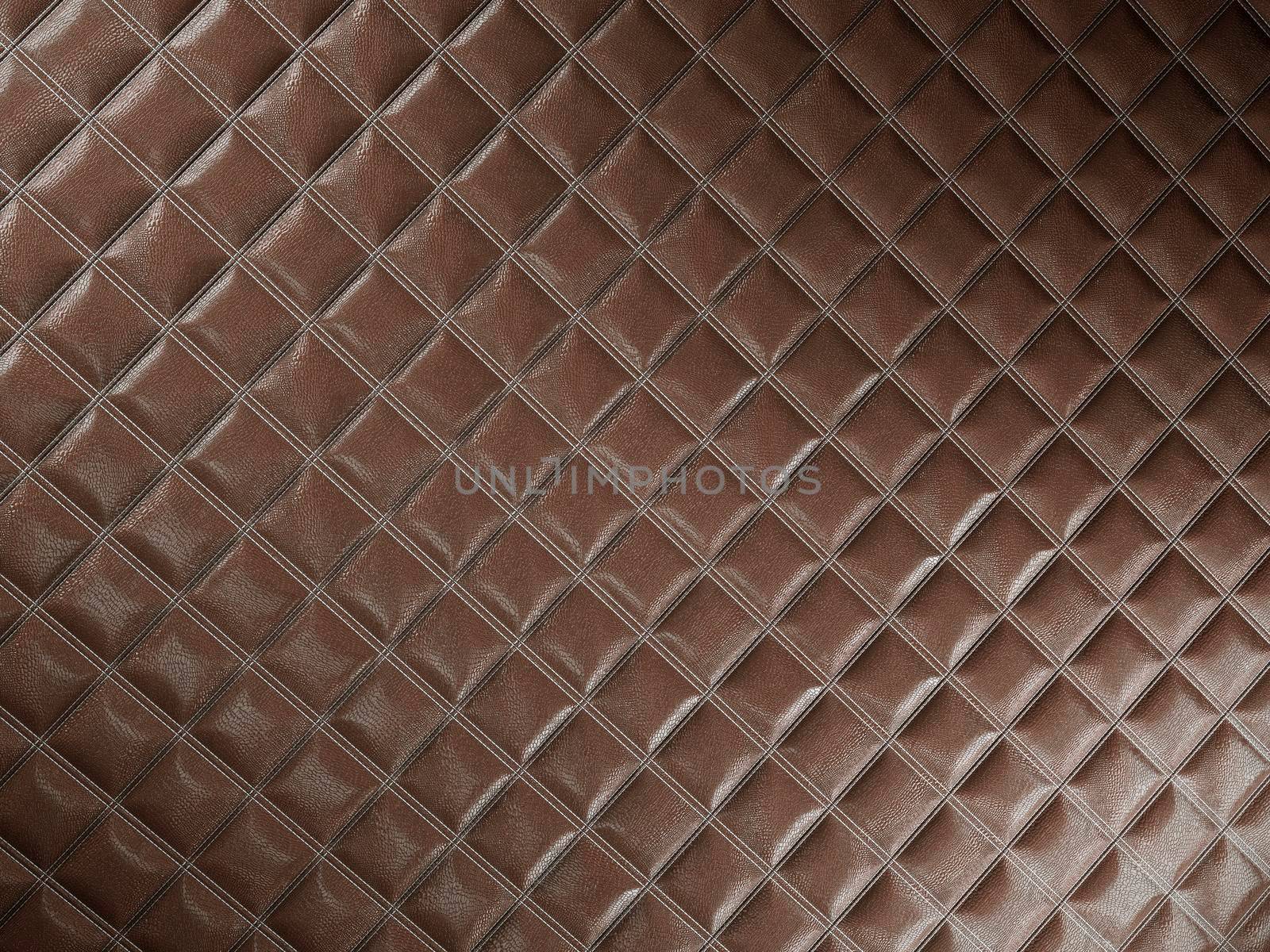 Alligator or crocodile brown Leather. Square stitched texture or background with bumps. 3d render, 3d illustration