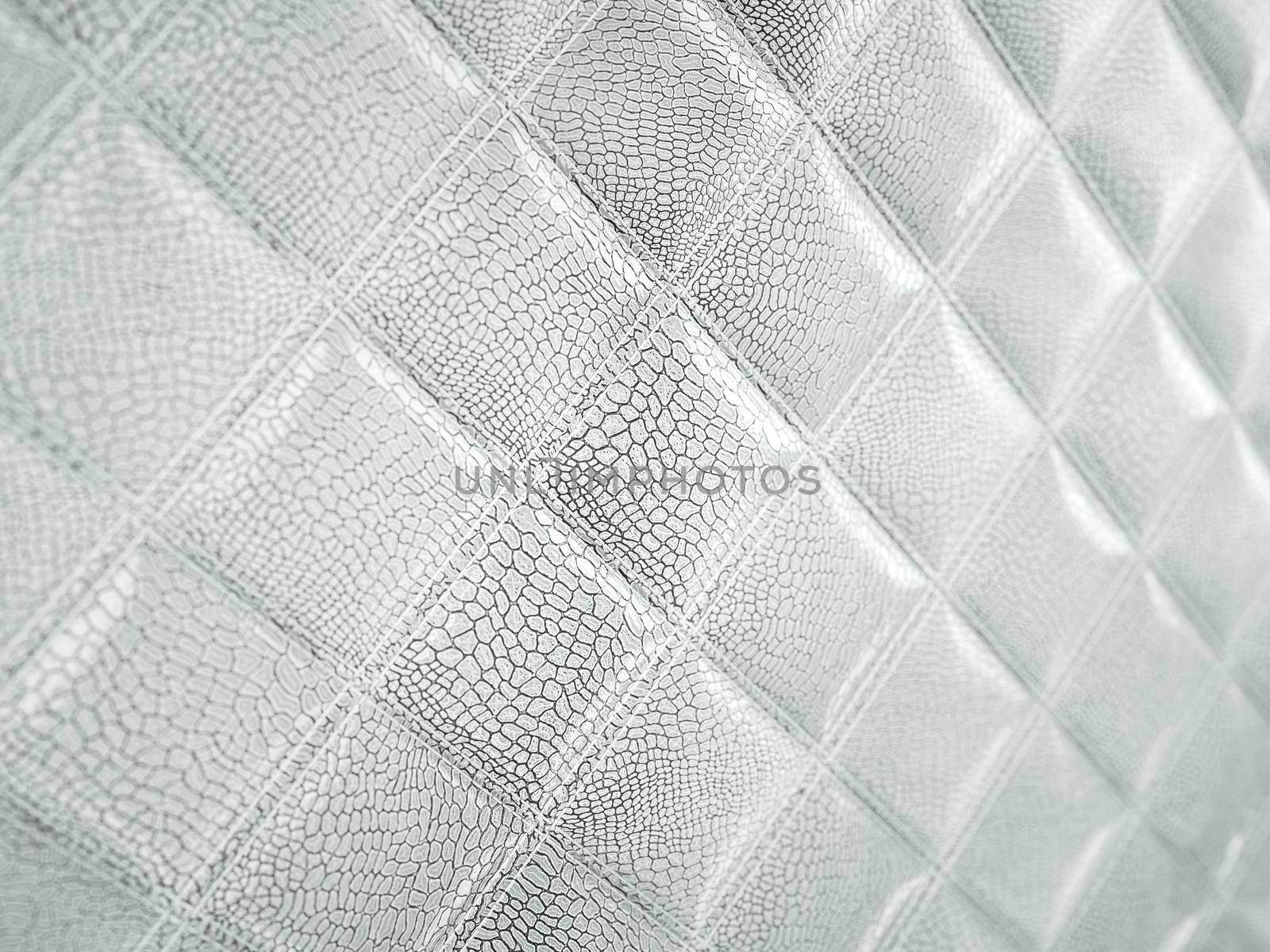 Alligator or snake Leather. Square stitched texture or background with bumps. Artistic shallow DOF. 3d render, 3d illustration