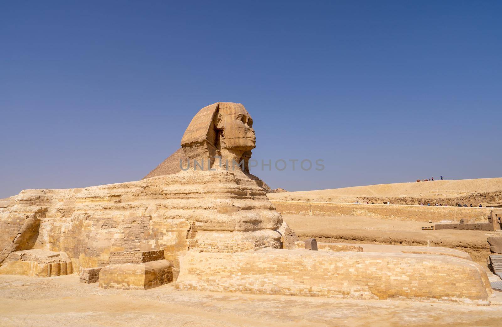 Great Sphinx of Giza, with the Great Pyramid in the background