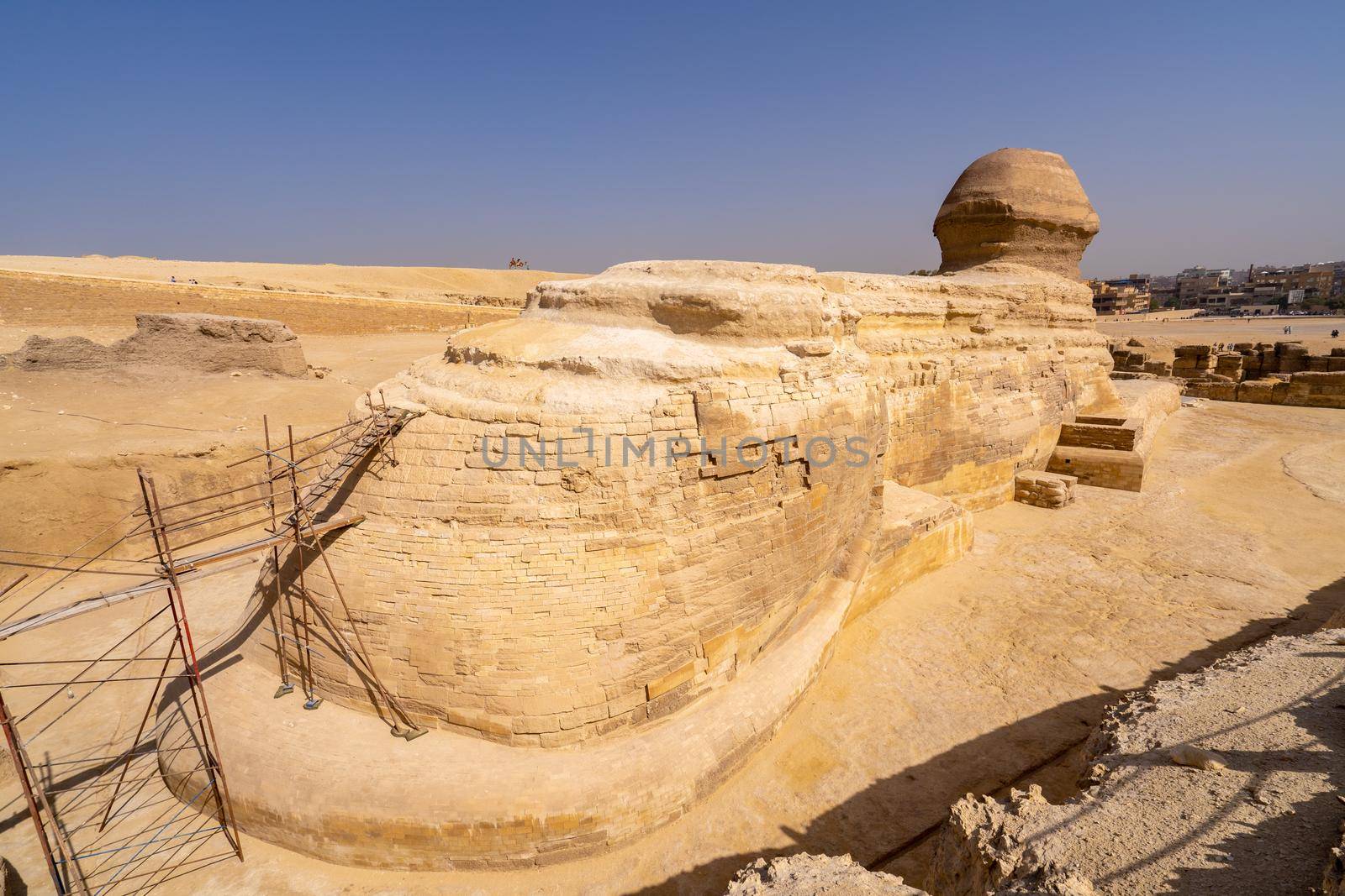 Great Sphinx of Giza from back side. Unusual view point